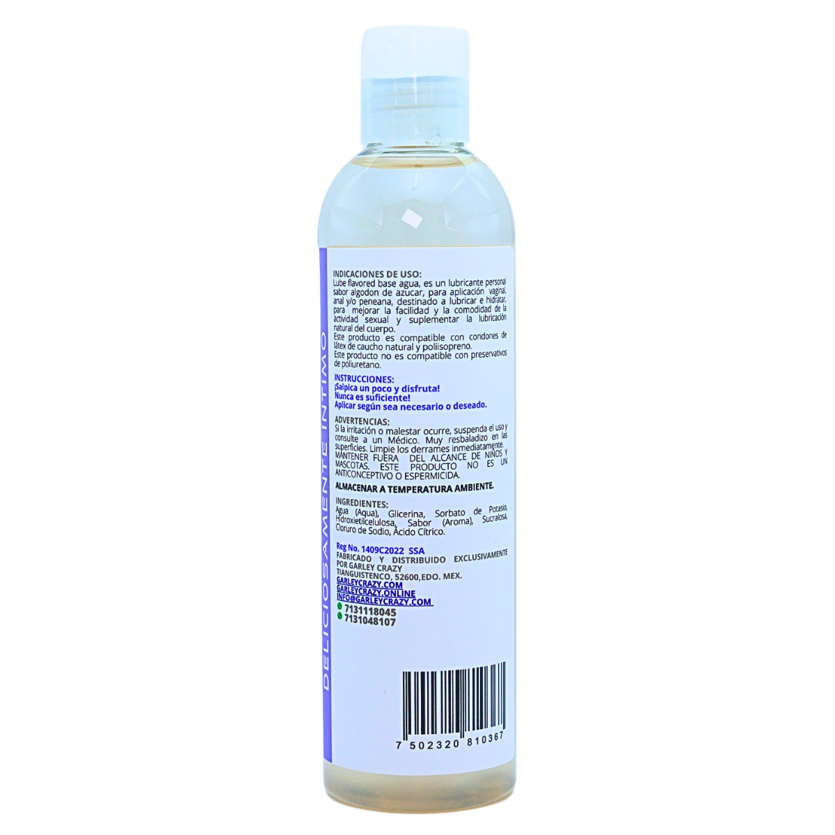 GARLEY CRAZY LUBE COTTON CANDY 8.5FL.OZ./250ML - Imagen 2